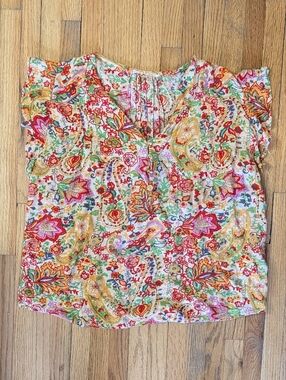 ​Lucky Brand Paisley Button-Down Peplum Top